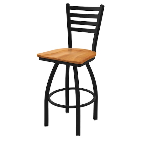 Holland Bar Stool Co 25" Swivel Counter Stool, Black Wrinkle, Med Maple Seat 41025BWMedMpl